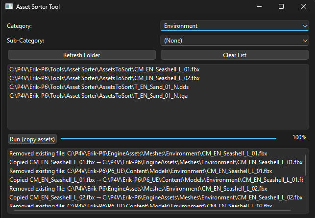 Asset Sorting Tool UI
